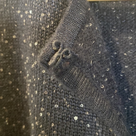 Neiman Marcus Cashmere Open Front Sparkle Cardigan - Navy Blue - Medium - Picture 9 of 12